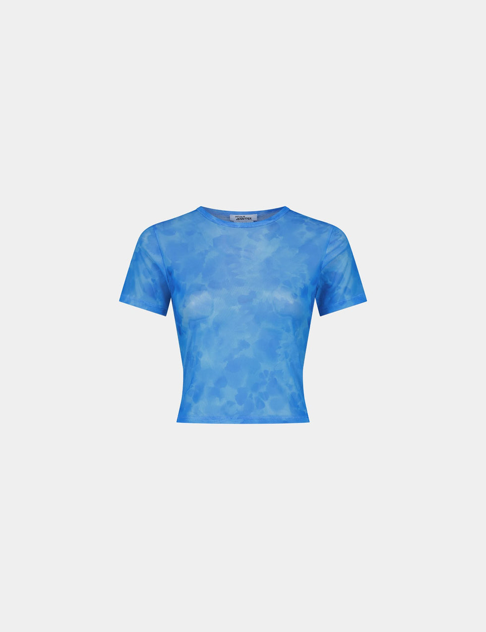 T-shirt transparent à motifs bleu azur