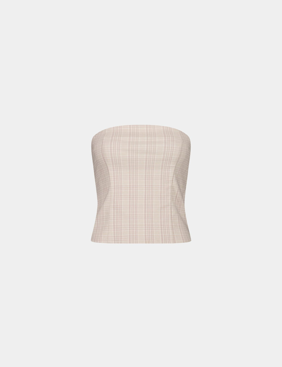 Top bustier à carreaux beige