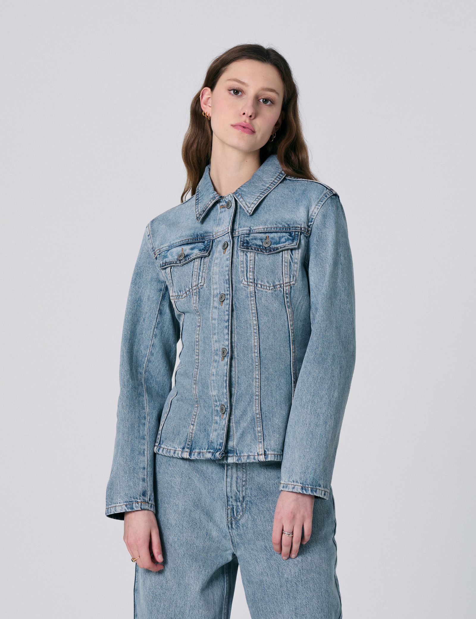 Veste en jean ajustée bleu