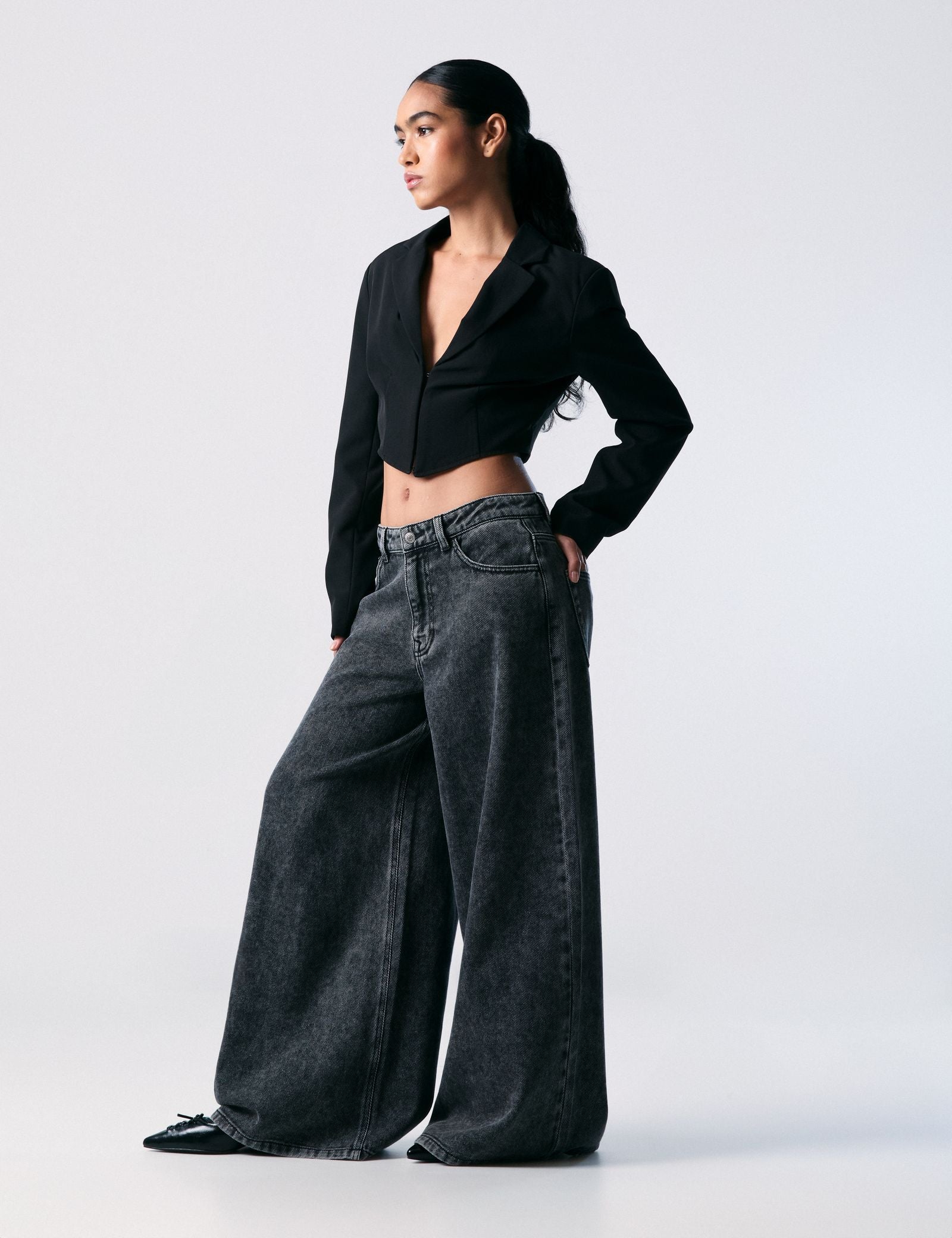 Jean maxi wide leg taille basse noir