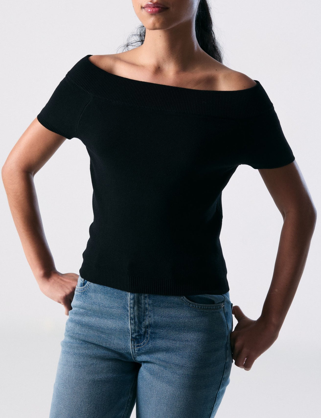 Pull col bardot noir - Image 1