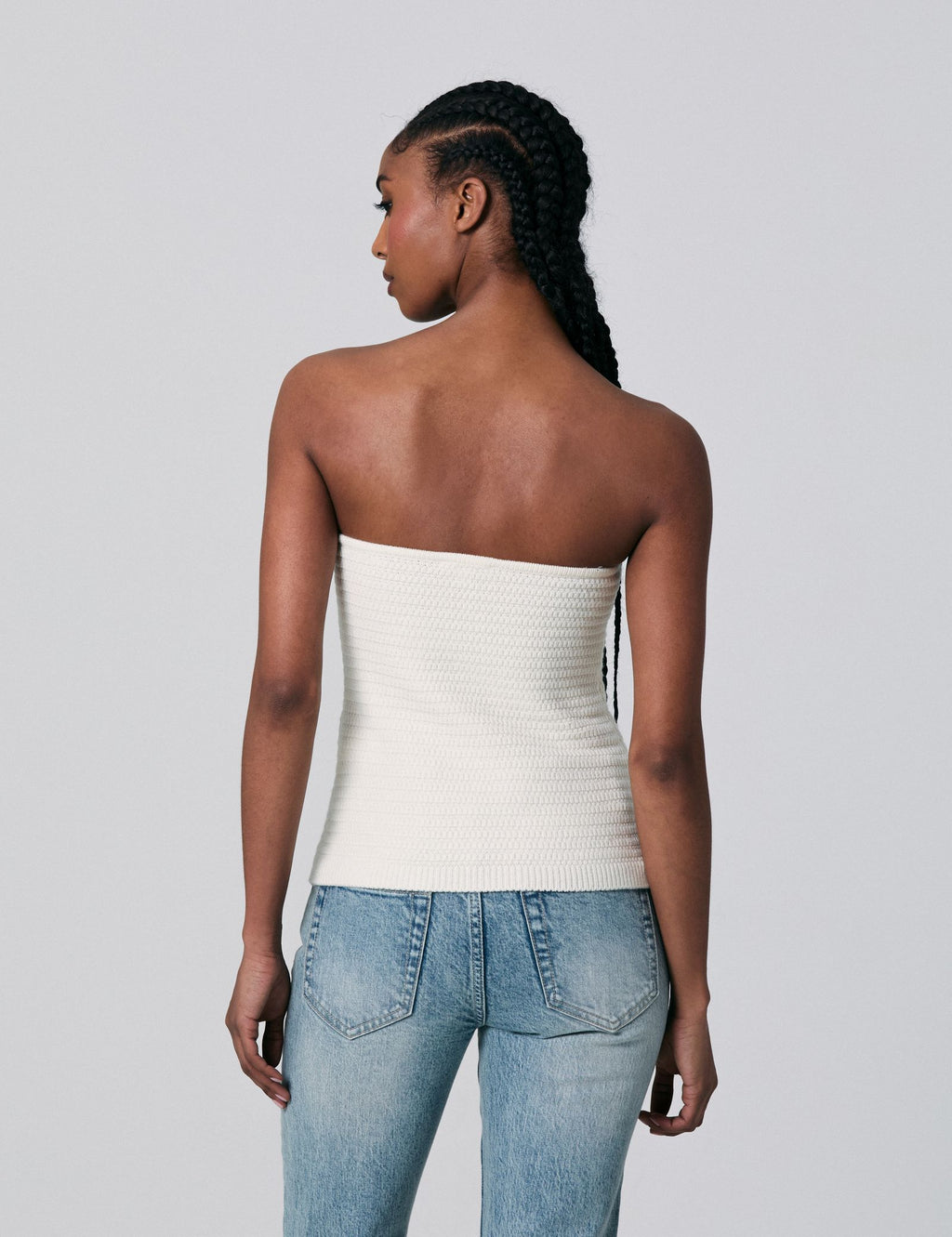 Top bustier en maille écru