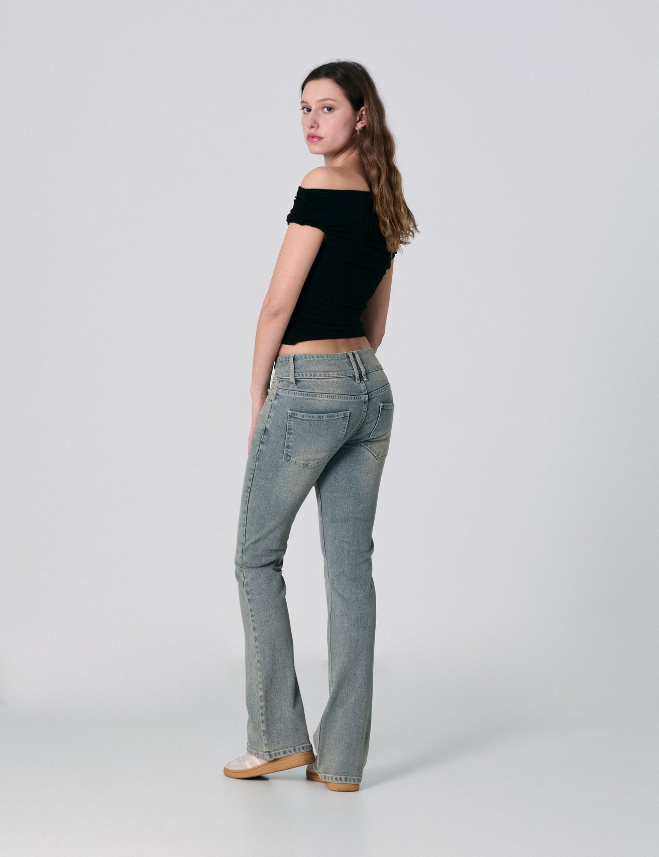 Jean flare taille basse bleu ciel - Image 2