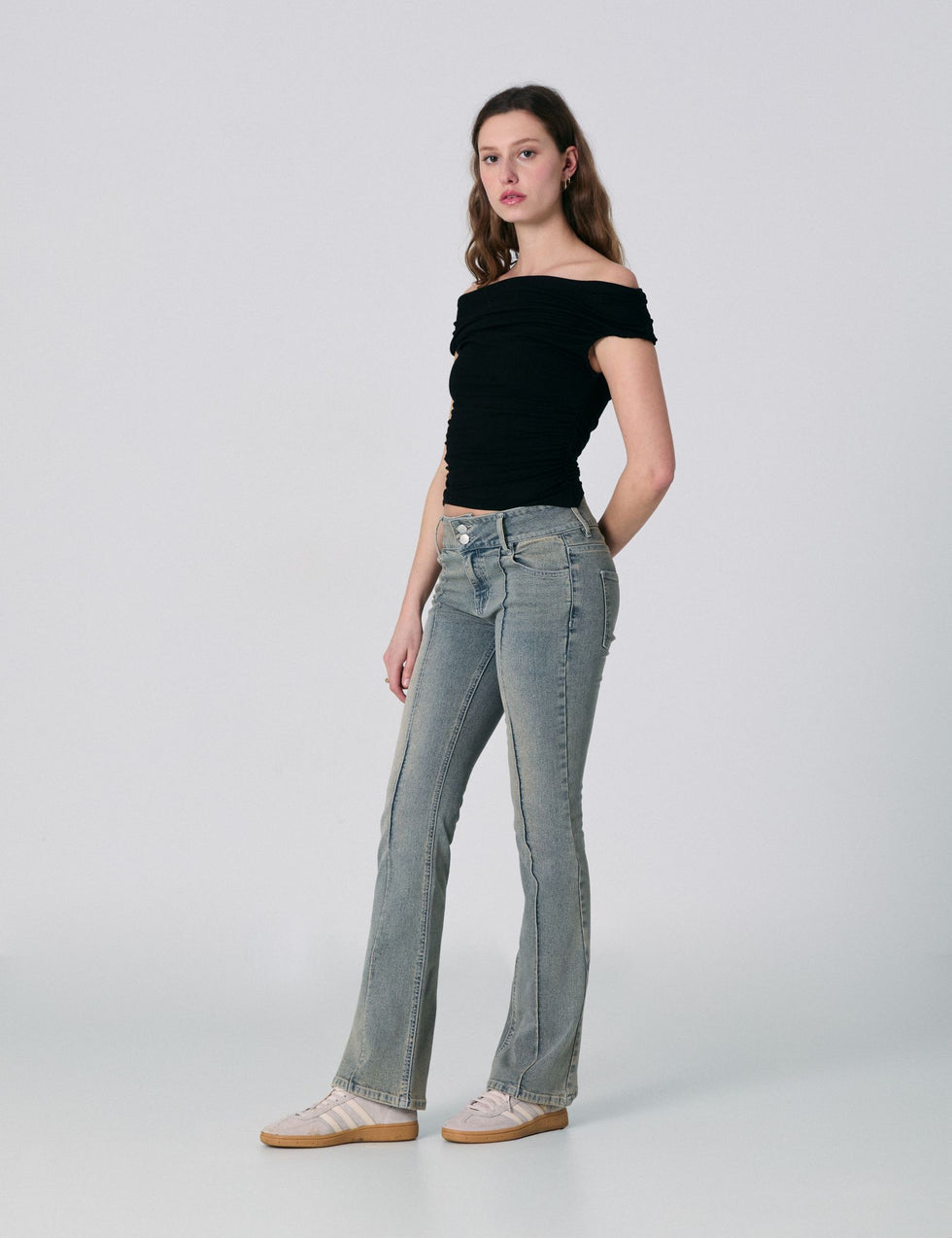 Jean flare taille basse bleu ciel