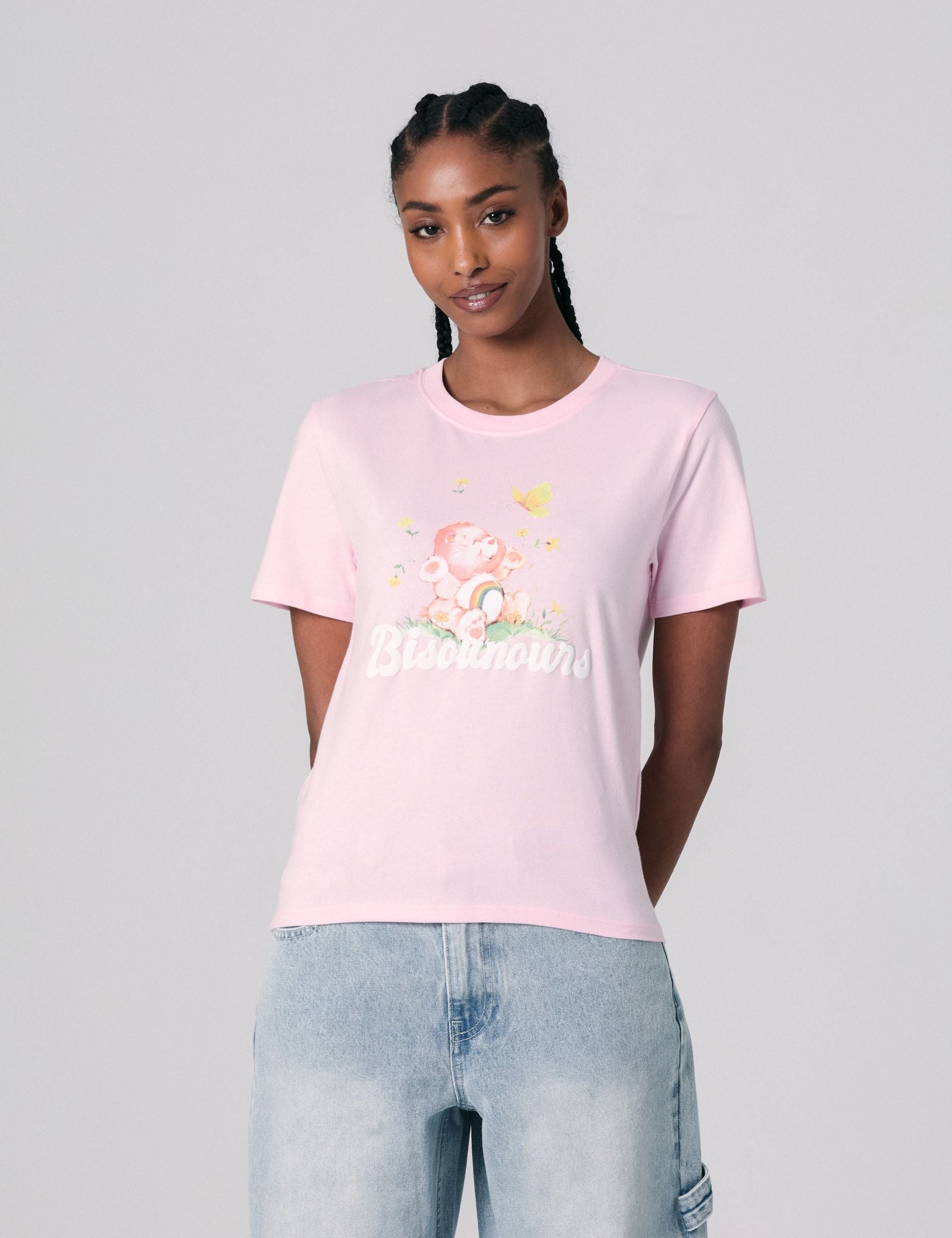 T shirt Les Bisounours x Jennyfer à motif rose