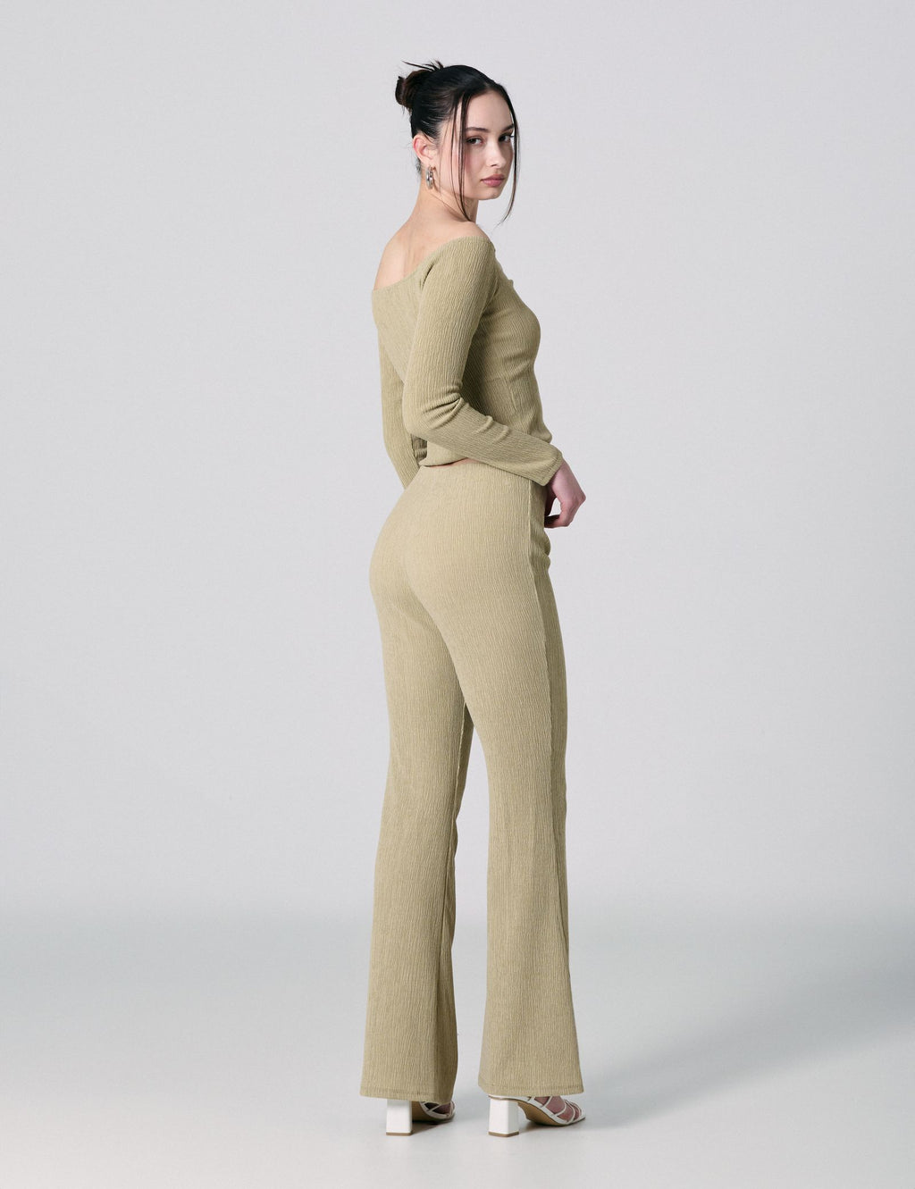 Pantalon crêpé beige kaki