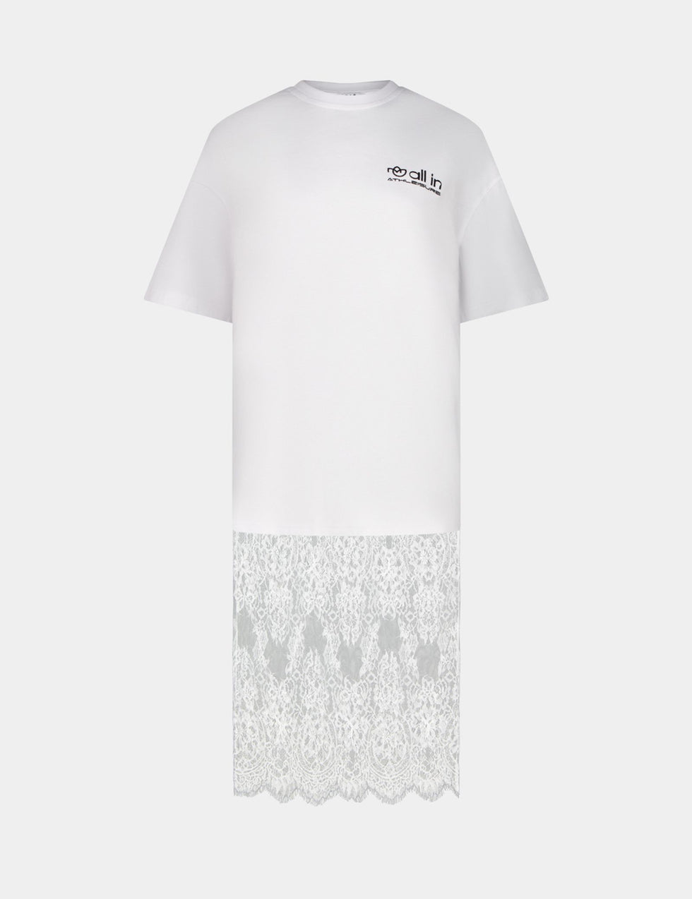 T-shirt oversize avec dentelle blanc